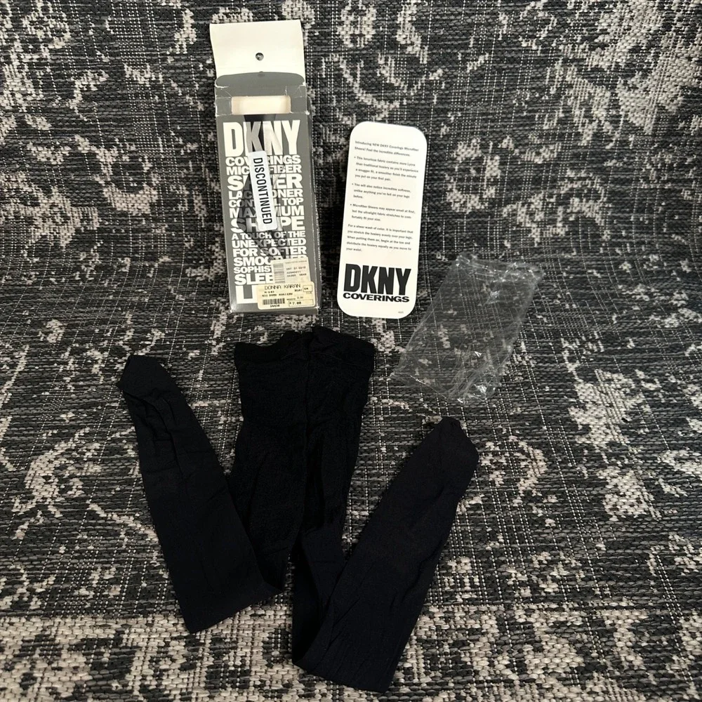 Vintage DKNY Coverings Sheer Lace Toner Control Hosiery Womens Small‎ Stocking